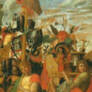 Procession scene from Andrea Mantegna’s series The Triumphs of Caesar, showing bearers carrying trophies, bullion, and spoils of war in a classical triumph.