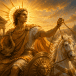 Apollo as Rome’s sun god Sol driving a golden chariot with white horses